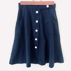 Vintage 1960s Bobbie Brooks Women’s Mod A-line High-Waist Button Front Skirt, XS